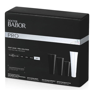 Doctor Babor PRO Creams Post AHA-Peel Solution består av fire produkter i en pakke. Selges bare etter konsultasjon.