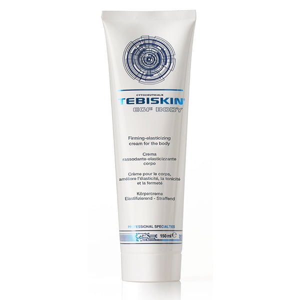 Tebiskin EGF Body Cream hjelper den helbredende responsen til hud som er påvirket av kjemiske, fysiske eller mekaniske traumer. Den hjelper til med å forhindre dannelse av nye strekkmerker og redusere eksisterende, spesielt i "Rubra"-stadiet, typisk for det innledende stadiet for disse ufullkommenhetene.