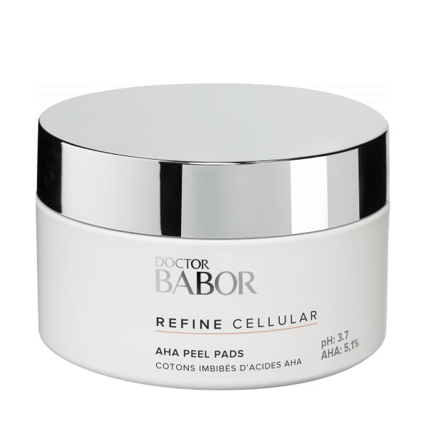 Doctor Babor Refine Cellular AHA Peel Pads gjennoppretter en strålende hud og jobber mot ujevn hudtone, forstørrede porer og fine linjer og rynker.