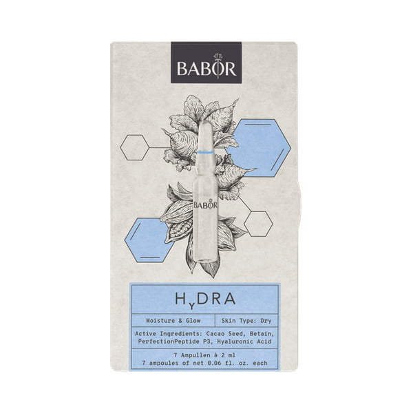 Babor Ampoule Concentrates – Hydra er det ultimate boostet for tørr hud. Få frem din indre glød med hjelp av denne intensive ampullekuren med hyaluronsyre og polysakkarider.